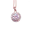 Pendentifs plaqués or Rose 14K, collier de luxe en cristal scintillant, bijoux de mariage exquis à la mode