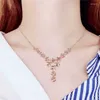 Pendants Necklace 14K Rose Gold Gypsophila Flower Pendant Noble Luxury Classic Wedding Engagement Ladies Jewelry