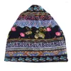 Bérets 2pcs Baggy Beanie élastique imprimé chimio chapeau turban foulard chaud pour les femmes