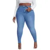 Damskie dżinsy o wysokiej talii mody rozciągają chude dżinsowe spodnie ołówka swobodne żeńskie spodnie XL-4XL Drop statek 240319