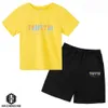 T Shirts 2024 Summer Trapstar Tshirt Kids Boys Beach Shorts Set Streetwear Tracksuit Men Women Clothes Girls Sportwear 7014 240411