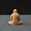 Statuette decorative da collezione Ornamenti della collezione Bodhidharma del buddismo in rame rosso puro retrò cinese intagliato a mano