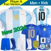 Argentyna T Shirt 3 koszulki Starjerseys Pamiłaczy 23 24 25 25 fanów Wersja gracza Mess Mac Allister Dybala Di Maria Martinez de Paul Kids Kit ...