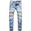 2023 herfst nieuwe straatjeans met kleurrijke geborduurde chaos en gebroken gaten, gepersonaliseerde kleine voeten middentaille herenbroek trendy