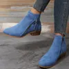 Botas hasta el tobillo para mujer, primavera 2024, Vintage, con cremallera, tacón corto para mujer, moda, tacón grueso, zapatos individuales informales, Botas femeninas