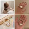 Andra modetillbehör Tunga industrin Pearl Hair Ring Headrope Headwear Small Tie Horse Tail Rope Light Luxury Drop Delivery Otmzg