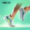 Slippers Onemix 2023 Marathon Men Running Shoes Green Breathable Mesh Carbon Fibre Plate Women Sneakers Lace Up Mesh Athletic Sport Shoes