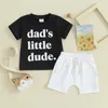 Zestawy odzieżowe maluch dziecięcy chłopiec letnie ubrania krótkie rękawe tatuse S Little Dude Tshirt Top Solid Elastyczne Talia Zestaw 2PCS