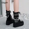 Stiefel Gdgydh Dark Fashion Nieten Stiefel Frauen Vintage Gothic Girls Plattform Schuhe sexy Kette Keil Dicke Boden Tanzstiefel Plus Größe