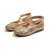 JGSHOWKITO Herfst Mode Meisjes Schoenen Glanzend Glitter Lederen Flats Voor Grote Kinderen Prinses Zoete Bruiloft Schoenen Sequins240311