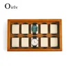 Oirlv 10 griglie scatola portaoggetti per gioielli in legno massello custodia per orologio custodia per orologio scatola per visualizzazione per uomo donna regalos para hombre 240315