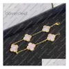 Cleef Four Leaf Clover Jewelrys van Clover Bracelet Charm Bracelets Luxury Clover Designer Love Ring Mother of Pearl Sweet Blue Shell 18K Gold 4 Leaf Flower Bang