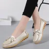 Casual Shoes 2024 Fashion Women Genuine Leather Ballet Flats Chaussures Femme Ladies Slip-on Moccasins Loafers Plus Size 44