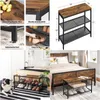 Living Room Furniture Shoe Bench Rack With 2 Mesh Shees Storage Organizer For Entryway Hall Metal2264100 Drop Delivery Home Garden Otdsy