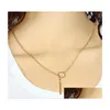 Pendentif Colliers Célébrité Superbe Golden / Sier Bar Circle Lariat Collier Simple Y En Forme De Personnalité Cadeau Nouvelle Mode Femmes Jewelle Dhq20