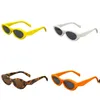 Lunettes de soleil jaunes pour femmes, haute apparence, lentilles ellipses, jambes miroir, lettres plaquées argent, motif léopard, lunettes à monture complète, chaudes et exquises hj073 C4