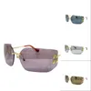 Retro mui mui designer glasses women rimless oversized metal frame fashion sunglasses square popular sun glasses men polarized uv protection ga0118 B4