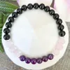 MG2061 nuevo diseño 6 MM amatista cuarzo rosa pulsera de turmalina negra cristales curativos joyería de piedras preciosas para mujeres