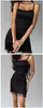 Casual Kleider 2024 Herbst High-End Schwarz Junge Sexy Club Süße Quaste Schwere Industrie Spaghetti Strap Frauen Hohe Taille kurze Bleistift Kleid