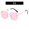 2 pcs Fashion luxury designer Inverted Half Frame Metal Square Sunglasses 2023 New Ni Same Style Sunglasses Light Luxury Sunglasses Concave Shape