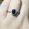 Cluster Ringen 925 Sterling Zilver Natuurlijke Zwarte Spinel Verstelbare Ring Steen Maat Ca. 5 7mm Willekeurig verzenden