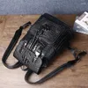 Backpack Trend 2024 Crocodile Pattern Men's Real Leather Bag Versatile Casual Fashionable Shoulder HandBag