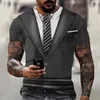 Fashion Mens T-shirts 3d Print Suit And Tie Pattern Plain Short Sleeved T-shirt For Mens Clothing High Street Streetwear Tops 240322