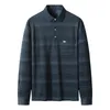 8XL 7XL 6XL 2024 Autumn Striped Polo Shirt Men Business Mens With Pockets Long Sleeve Top Quality s 240311