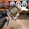 Luxury Richarmille Watch Wristwatch Watches Milles Designer Mens hela automatiska mekaniska skalle Skull Skull Star Stjärnspäckad band Personlig modevattentät