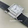 Reverso Tribute Q2438522 MENS Titta på rostfritt stål Manual Winding White Dial Swiss Wristwatch Sapphire Crystal Waterproof Luxury Watches Power Reserve