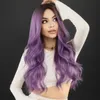 Synthetic Wigs Namm Long Wavy Purple Hair Wig For Women Cosplay Daily Party With Bangs Natural Lavender Lolita Heat Resistant Drop Del Dh3Ha