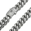 Collana Hip Hop larga 6-14 mm in acciaio inossidabile con molatura tonda catena cubana crittografata bracciale da uomo in acciaio al titanio 14K18K