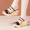 Slippers Small Size 35-40 Chunky Platform Wedges Shoes Clear Transparent Summer 2024 Women's High Heels Slides Office Beach Mom