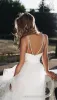 Boêmio florença vestidos de casamento com decote em v beading babados saias em camadas vestidos de noiva longos plus size praia robe de