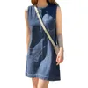 Casual Dresses Pocket Dress Stylish Summer With Chest A-line Silhouette Above Knee Length For Women Solid Color Patchwork A