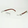 Factory direct sales of new 5.0 mm endless diamond glasses 3524012 with natural original wood legs and 56 mm clear lenses