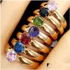 Rings 30Pcs Ring For Women Comfort-Fit 4Mm Colored Cubic Zirconia Stainless Steel Zircon Lovers Bride Party Jewelry Gift Dro Dhgarden Dhayg