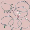 Neues Designer-Charm-Armband für Frauen, Mutter, Geschenk, DIY, passend für Pandoras, weiße Rose in voller Blüte, Colliers-Halskette, luxuriöser Ohrring, Ring, Diamanten, Armband, hochwertiger Schmuck