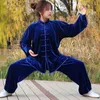 Ethnic Clothing Winter Velvet Unisex Costume Tai Chi Suit Long Sleeve 2Pcs Shirt&Pants Traditional Wushu Martial Arts Practice