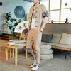 Survêtements pour hommes Style chinois hommes été 2 pièces/ensemble Patchwork impression ensembles à manches longues col en v t-shirts pantalons ensemble décontracté