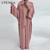 Ethnic Clothing 3 Pieces Muslim Modest Dress For Women Arab Plain Hijab Abaya Ramadan Islamic Turkey Long Sleeve Dresses With Inner