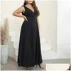 Plus Size Dresses Women Fall Fashion Temperament Evening V-Neck Large Female Sleeveless Long Party 2023 Drop Delivery Apparel Womens Otw21