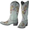 Buty zimowe buty damskie Chunky Haftowe Haftowane obcasy Western Cowgirl Boots Plus Size Buty damskie