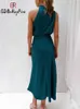 Satin Silk Women Dresses Sexy Evening Party Sleeveless Off Shoulder Bodycon Elegant Maxi Dresses for Women 2024 Summer Wedding 240315