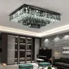 Rectangular chandelier smoky gray crystal ceiling light for luxury home villa living room bedroom decoration