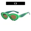 2 pçs moda luxo designer oval óculos de sol 2023 nova cor correspondência tendência personalidade óculos de sol côncavos hip-hop