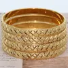 18K Dubai Color Banles for Women Gold Splated Indian African Hard Bracelets Charm Wedding Etiopski arabski biżuteria luksus 240307