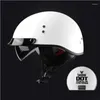 Casques de moto Noir Vintage Casque Open Face Dot Appd Demi Rétro Moto Casco Capacete Motociclistas Drop Livraison Automobiles Moto Ottjv