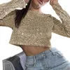 Röcke Frauen Glitter Pailletten Maxi Rock Langarm Top Elegante Party Club Outfit Kleid Dropship