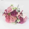 Finto verde floreale 29 cm INS fiore artificiale bouquet coreano margherita ortensia rosa fiori artificiali decorativi Decoracion Para El Hogar Y240322